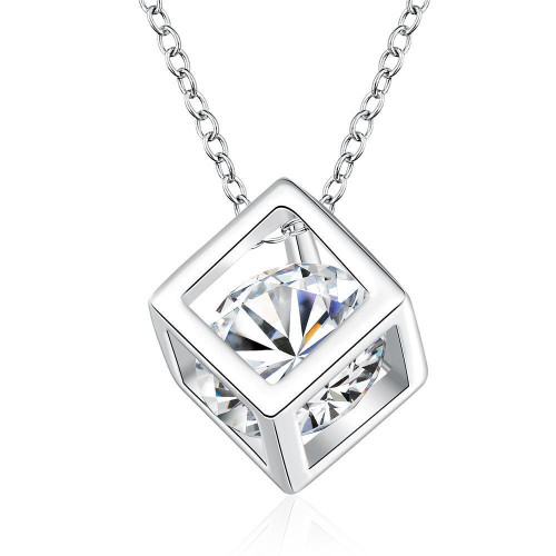 Silver Rubix Cube Style 18" Necklace