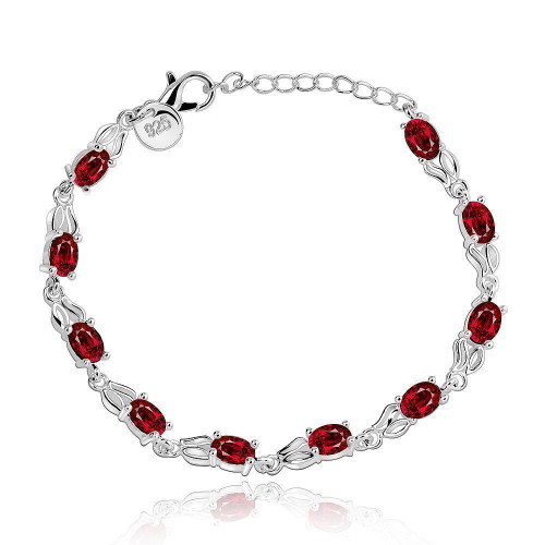 Red Multi-Gems 7.8" Fashion Bracelet