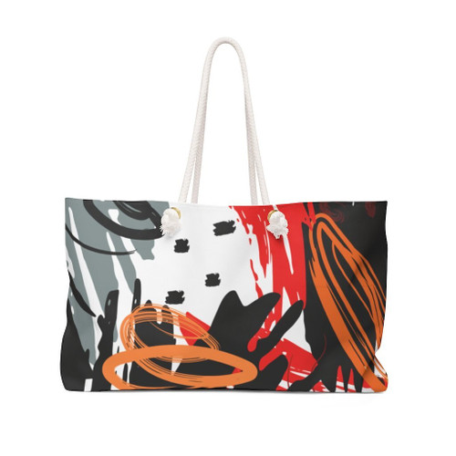 Black and Red Abstract Style Weekender Tote Bag