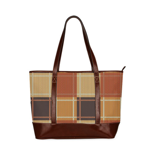 Brown Checker Style Tote Bag