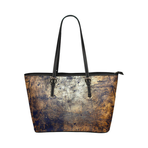 Brown Tote Shoulder Bag with Abstract Grunge Design