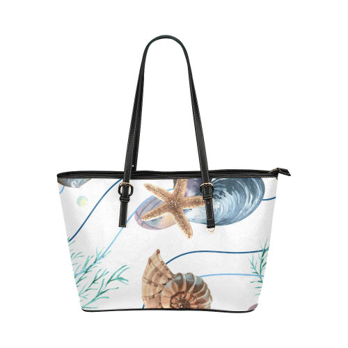 Shoulder Tote Bag, Sea Shell Beach Style Leather Tote Bag