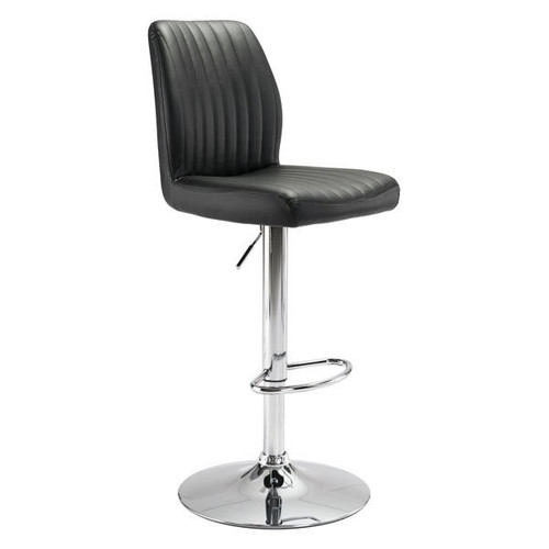 17.7" X 20.5" X 46.9" Black Leatherette Chromed Steel Bar Chair