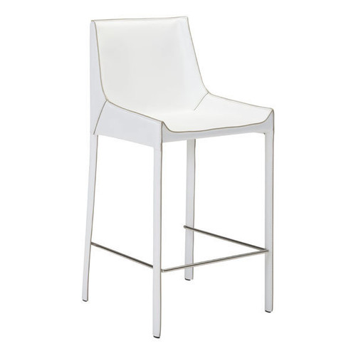 18.1" X 20.5" X 39" 2 Pcs White Recycled Leather Metal Bar Chair