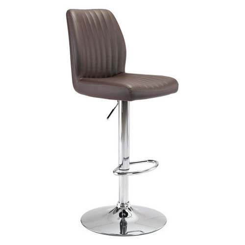 17.7" X 20.5" X 46.9" Espresso Leatherette Chromed Steel Bar Chair