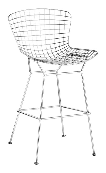 21.3" x 23" x 40" Chrome, Chromed Steel, Bar Chair - Set of 2
