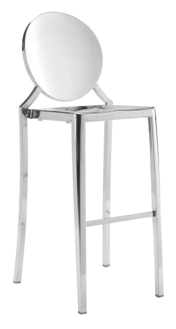 18.9" x 19.3" x 44.9" Stainless Steel, Polished Stainless Steel, Bar Chair - Set of 2