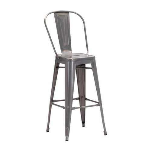 17.3" X 21.5" X 46" Gunmetal Steel Bar Chair