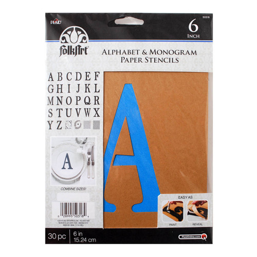 FolkArt Alphabet and Monogram Paper Stencils - Serif Font 6 inch