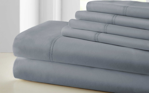 0.2" x 102" x 106" Cotton and Polyester Gray 6 Piece King Size Sheet Set