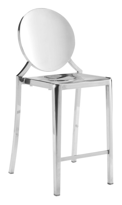 18.3" x 18.5" x 39" Stainless Steel, Polished Stainless Steel, Counter Chair - Set of 2