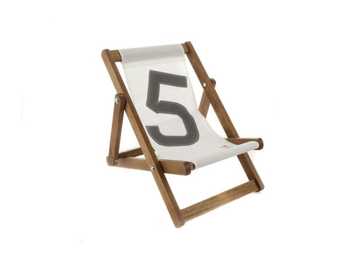 17.72" X 28.74" X 1.97" White Recycled Sailcloth Mini Deck Chair Dacron Grey 5