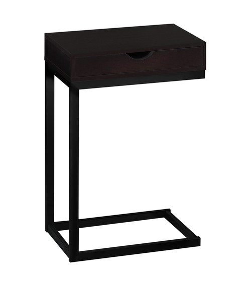 10.25" x 15.75" x 24.5" Cappuccino Finish and Black Metal Accent Table