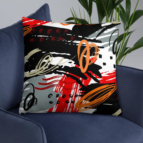 Red Black and Gray Abstract Style Decorative Throw Pillow