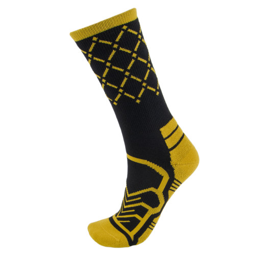 Medium Basketball Compression Socks, Black/Yellow