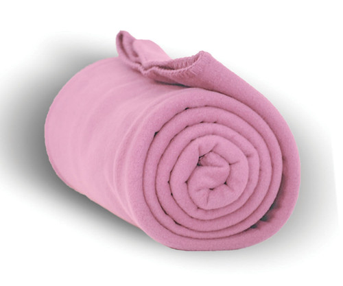 Bulk ct (24) Heavy Weight Fleece Blanket Throw - 50" x 60"-Pink
