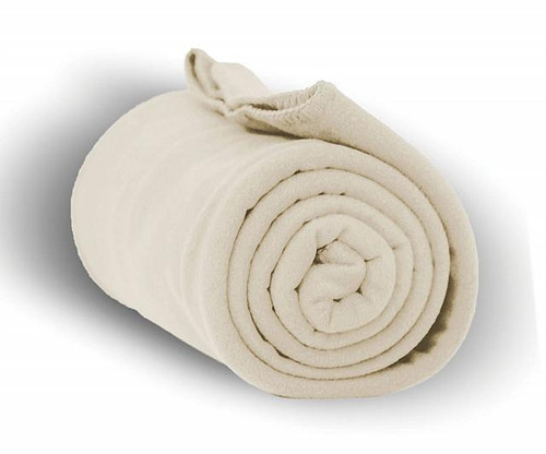 Bulk ct (24) Heavy Weight Fleece Blanket Throw - 50" x 60"-Cream