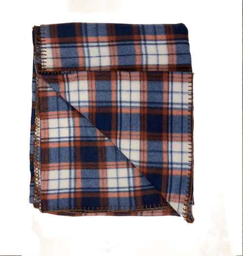Plaid Fleece Blanket 49" x 63" - Blue/Red