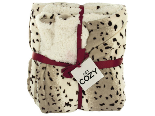 Cozy Leopard Print Fleece Throw Blanket - Case of 1