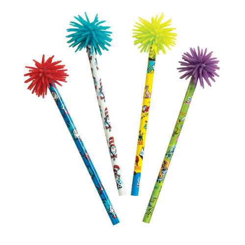 Bulk ct (24) Dr. Seuss Rainbow Writer Pencils - 24 Count per Tub, 4 Colors in 1 Pencil, Shaggy Topper