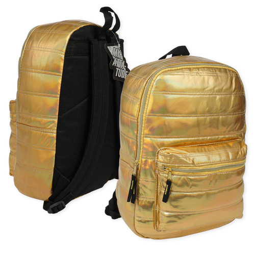 Bulk ct (12) 15" Classic Metallic Puffy Backpack - Gold
