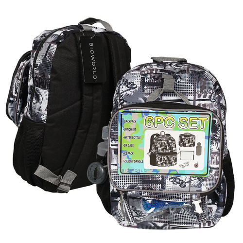 Bulk ct (6) 16" Classic Backpack Set - 6 Piece - Black