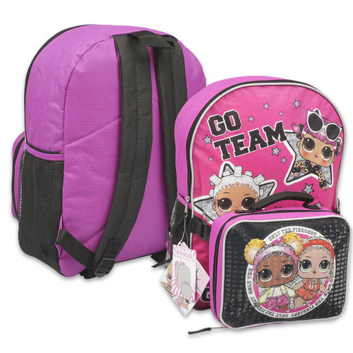 Bulk ct (12) 16" LOL Surprise! Go Team Backpack with Lunch Bag
