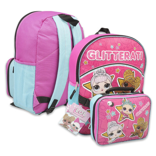 Bulk ct (12) 16" LOL Surprise! Glitterati Backpack with Lunch Bag