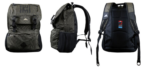 Bulk ct (10) 17" Premium Padded Fold Over Laptop Backpacks - Olive/Grey