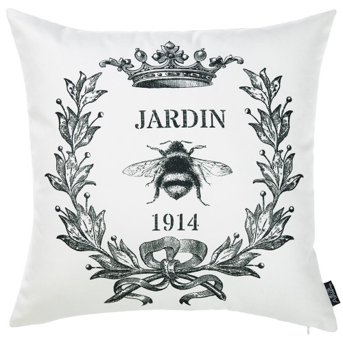 18"x 18" Black and White Jardin Decorative Throw Pillow Cover
