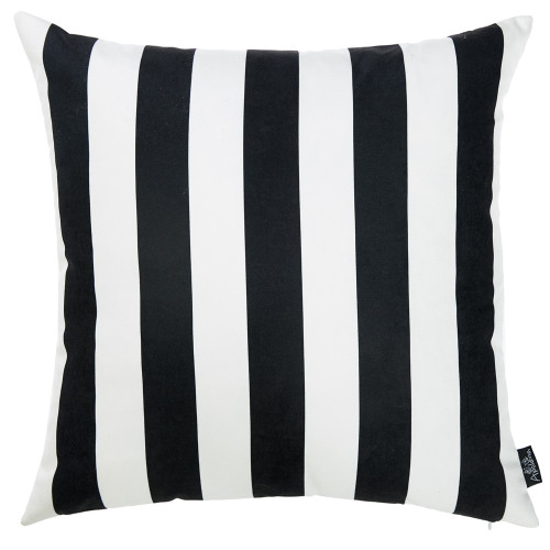 18"x18" Black and White Stripe Decorative Throw Pillow Cover Square
