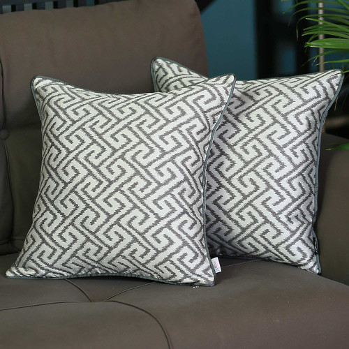 17"x 17" Gray Jacquard Shapes Decorative Throw Pillow Cover Set Of 2 Pcs Square