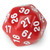 30 Sided Red with White Numbers Polyhedral Dice