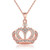 Rose Gold Crown Style Pendant 18" Necklace