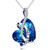 I LOVE YOU Blue Crystal Heart 18" Necklace