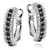 Onyx Leverback Earrings in18K White Gold Plated Embellished with Swarovski Crystals