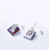 Black Square Shaped Studs 14K White Gold Plated Earrings