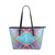 Tote Shoulder Bag with Blue Gradient Geometric Grid Design