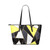 Shoulder Tote Bag, Black and Yellow Geometric Style Leather Tote Bag