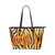 Shoulder Tote Bag, Orange and Black Tiger Striped Style Leather Tote Bag