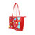 Red Tote Bag with Colorful Pastel Circles