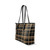 Shoulder Tote Bag, Black and Gold Chain Link Style Leather Tote Bag