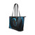 Shoulder Tote Bag, Black and Blue Swirl Style Leather Tote Bag