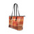 Tote Shoulder Bag with Geometric Autumn Grid Design