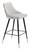 18.5" x 20.9" x 40.6" Gray, Velvet, Stainless Steel, Bar Chair