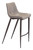 20.7" x 21.7" x 43.3" Gray & Walnut, Leatherette, Brushed Stainless Steel, Bar Chair - Set of 2