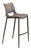 20.9" x 21.7" x 40.9" Gray & Walnut, Leatherette, Brushed Stainless Steel, Bar Chair - Set of 2