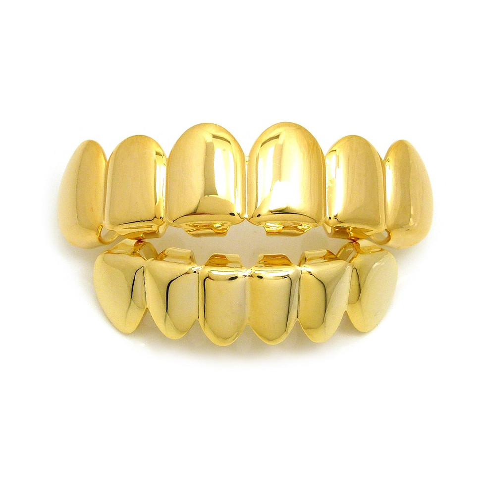 14k Gold Custom Top And Bottom Teeth Hip Hop Grillz Set Bling Jewelz