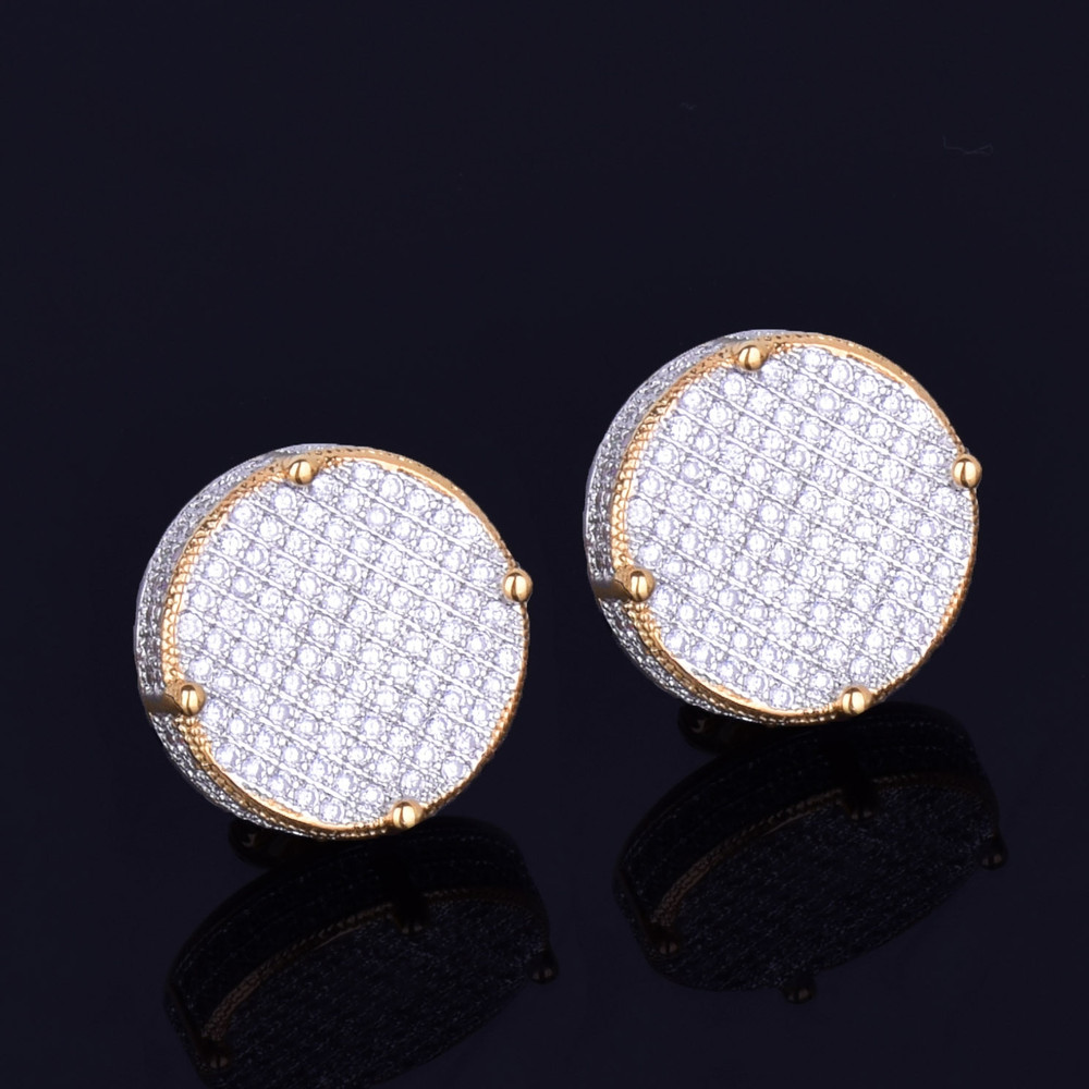 Gold Plated Elegant Big Round Inlay Pearl Stud Earring For Women – Aferando