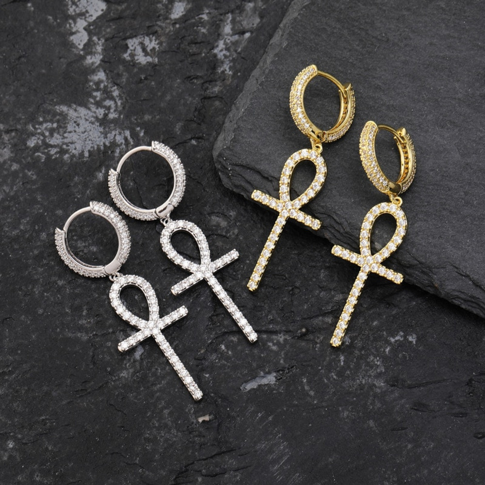 ankh cross earrings